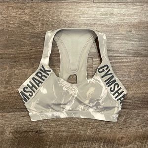 GYMSHARK GRAY & WHITE MARBLE SPORTS BRA. Size Small